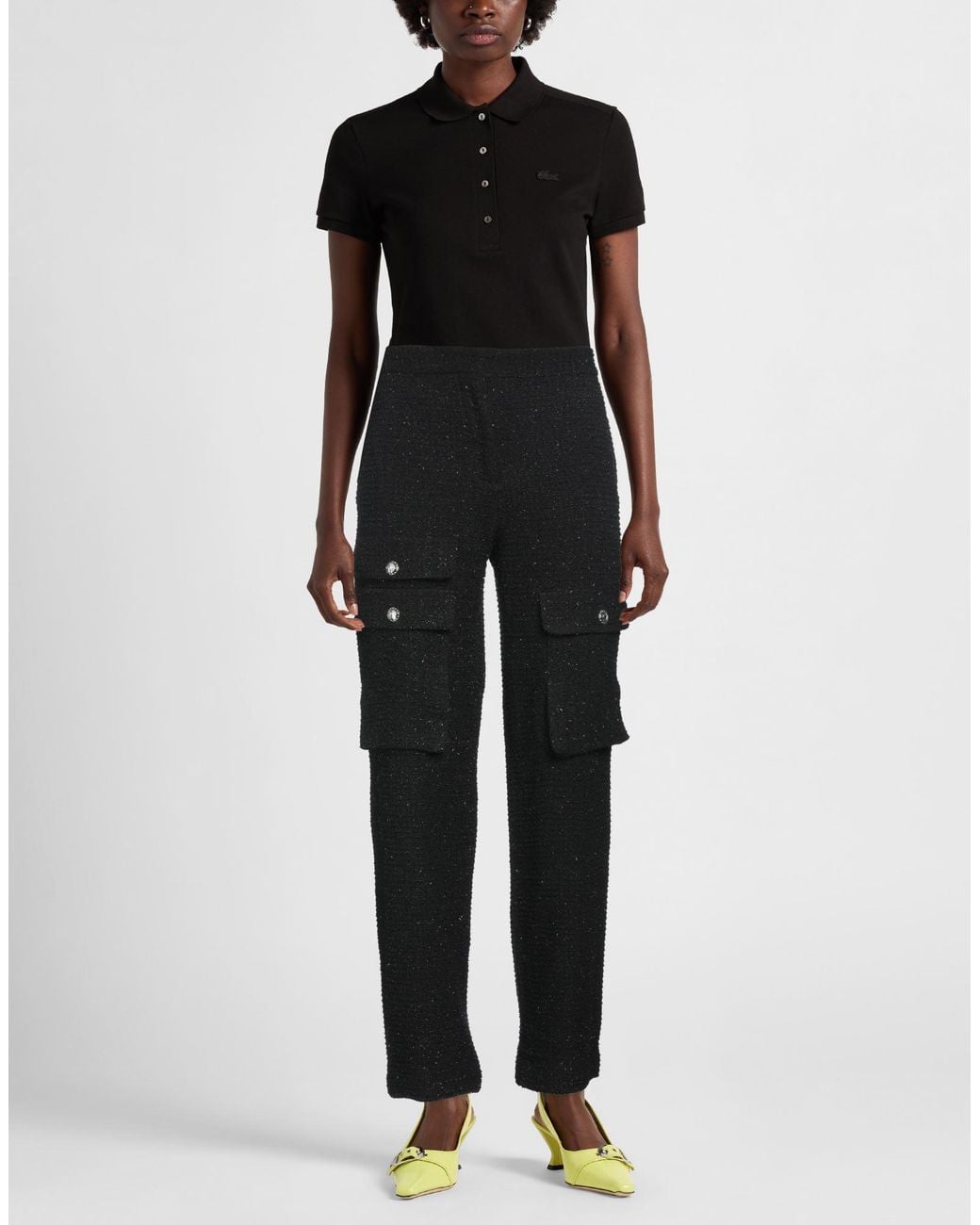 Maje Black Pants Cotton, Acrylic, Polyester, Metallic Fiber, Viscose