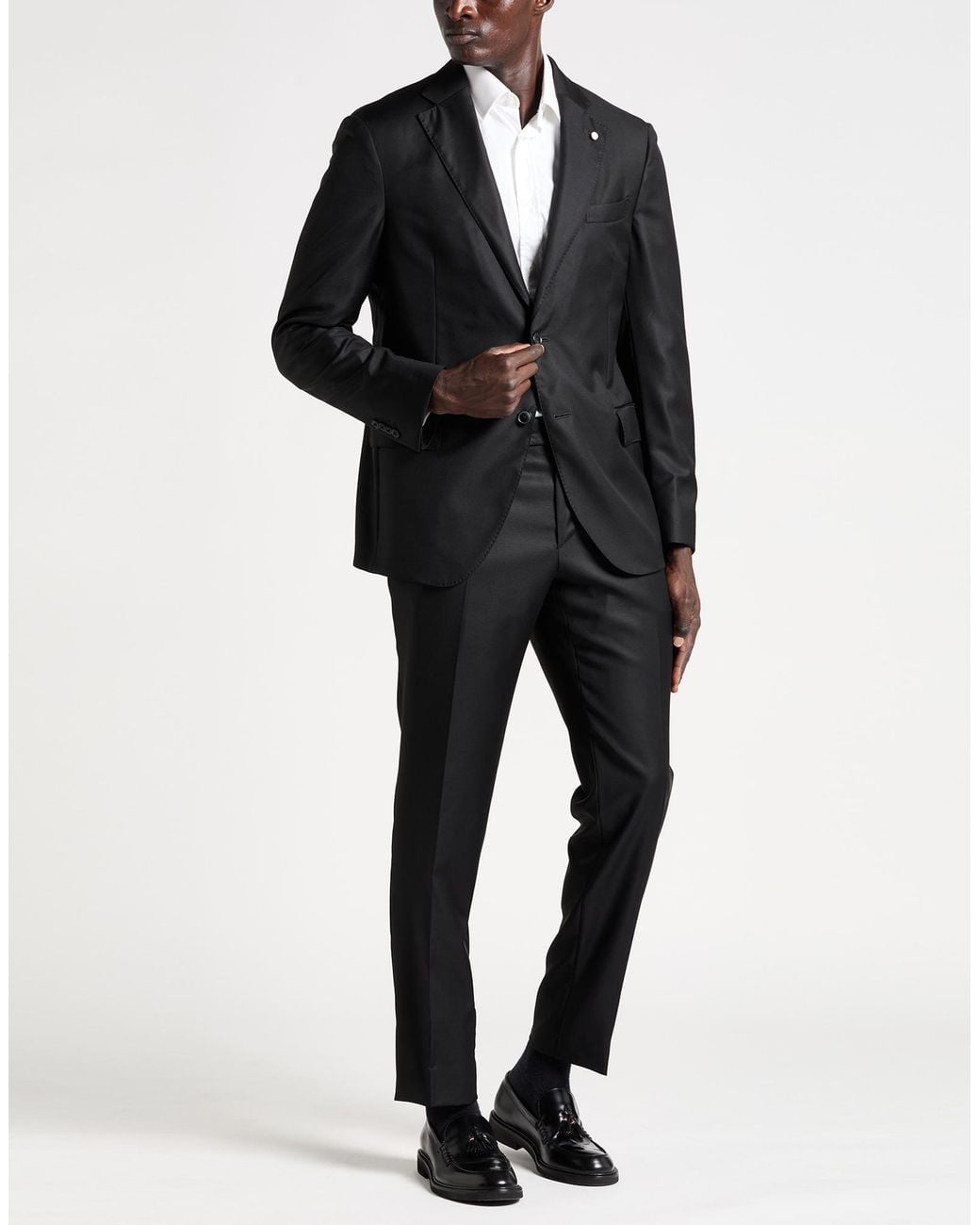 Luigi Bianchi Black Suit Virgin Wool for men