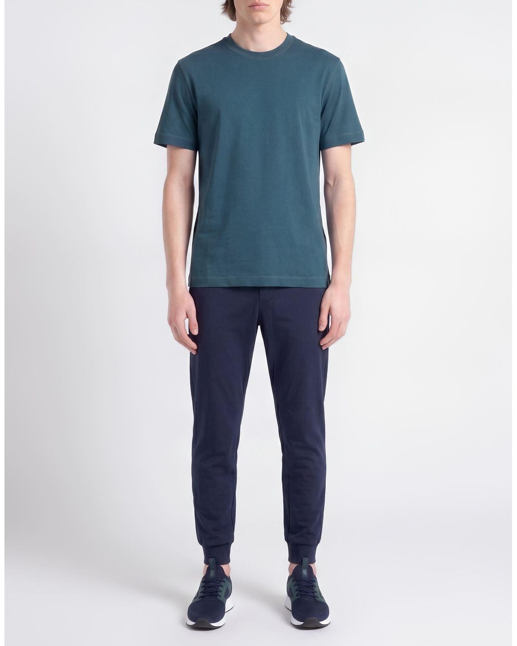 EA7 Blue T-Shirt Cotton, Elastane for men