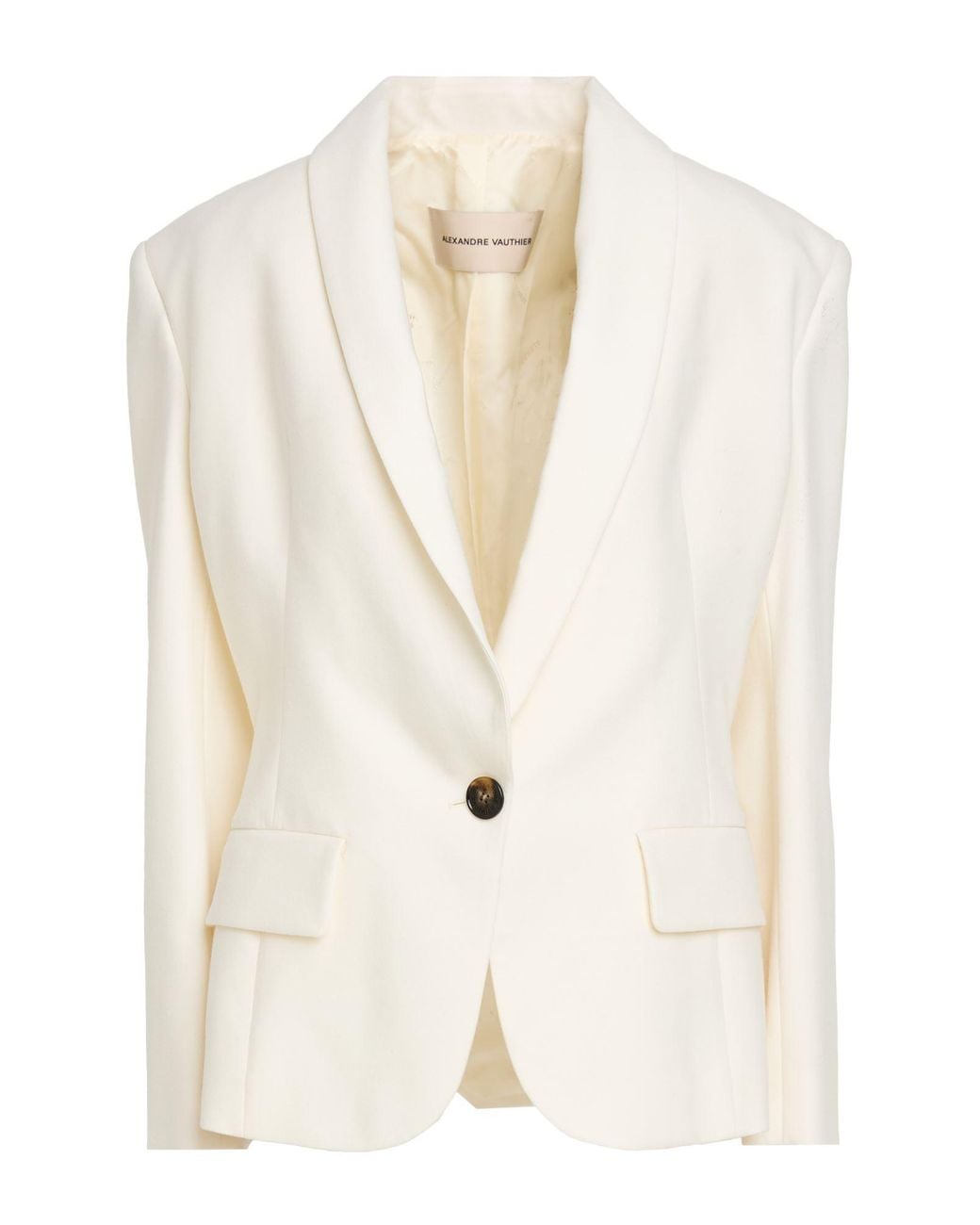 Alexandre Vauthier White Ivory Blazer Wool, Elastane