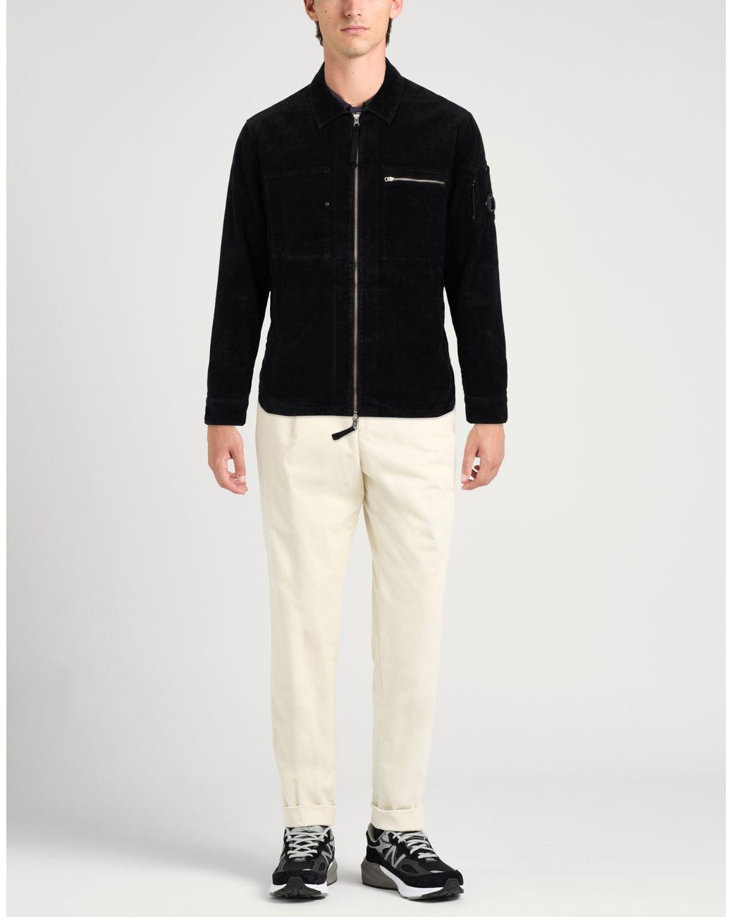 C P Company Black Jacket Cotton, Elastane for men
