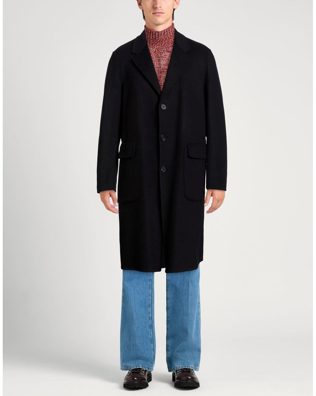 Paltò Black Fabbrica Coat Wool, Nylon for men