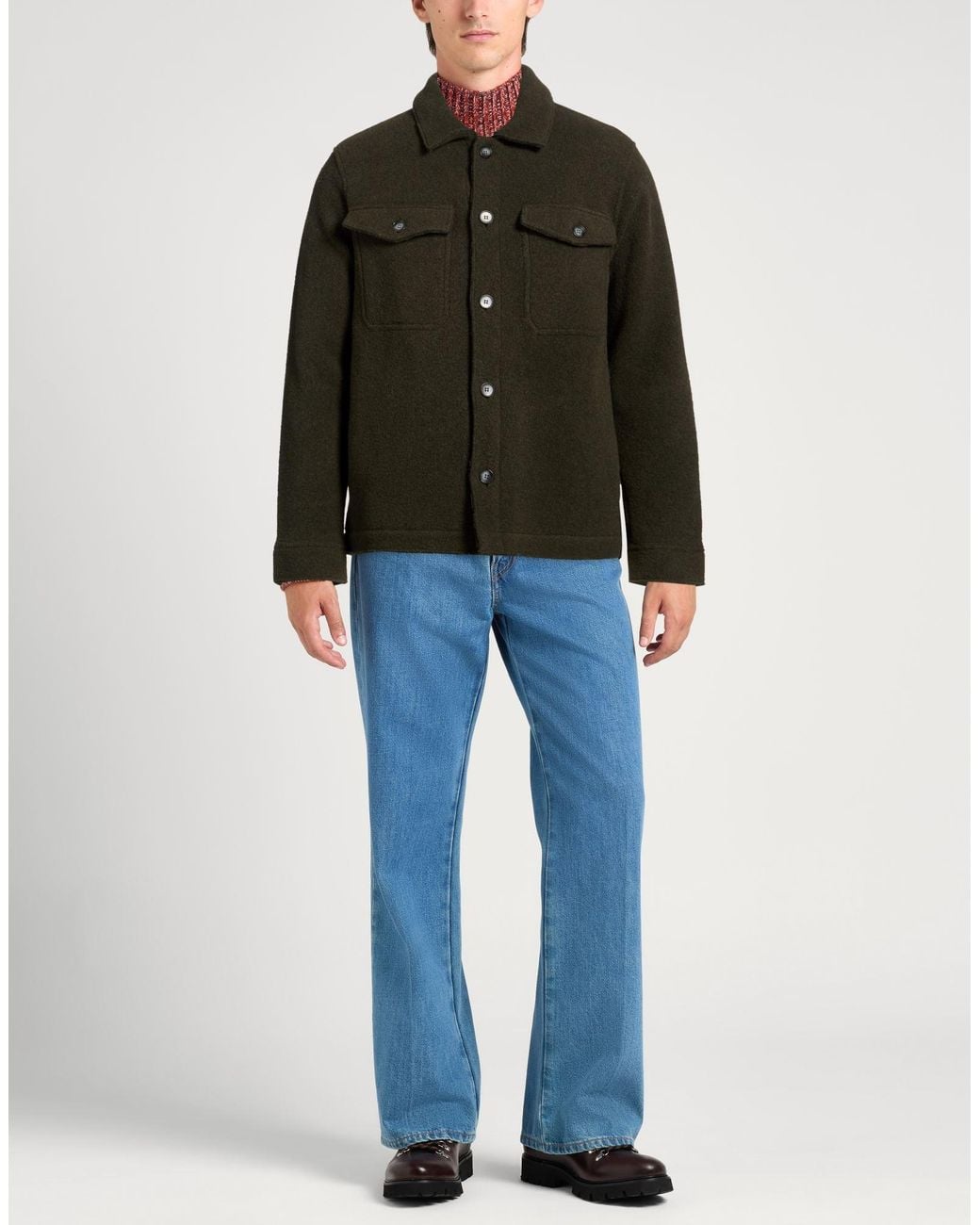 Bellwood Green Dark Jacket Polyester, Wool for men