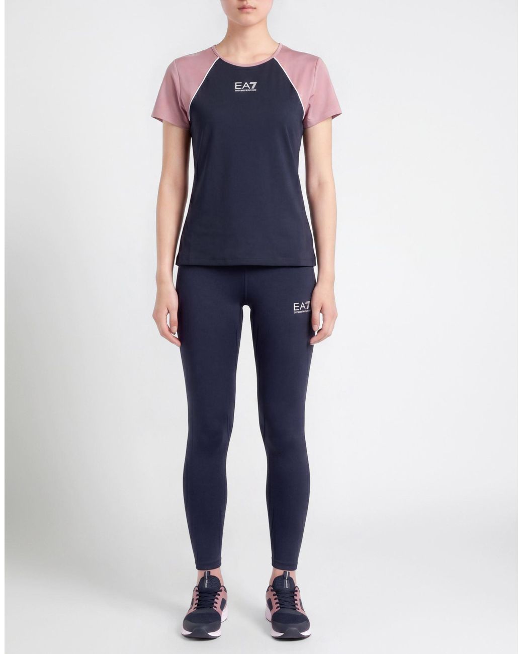 EA7 Blue Midnight T-Shirt Polyester, Elastane