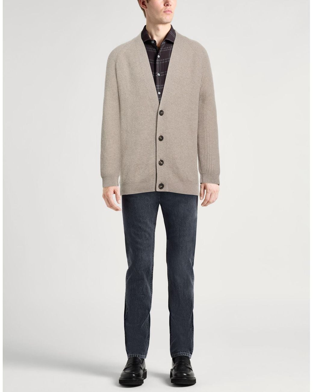 Alpha Studio Gray Cardigan Cashmere for men