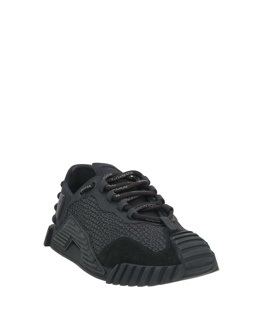Dolce & Gabbana Black Sneakers Cotton, Calfskin, Elastane, Polyamide for men