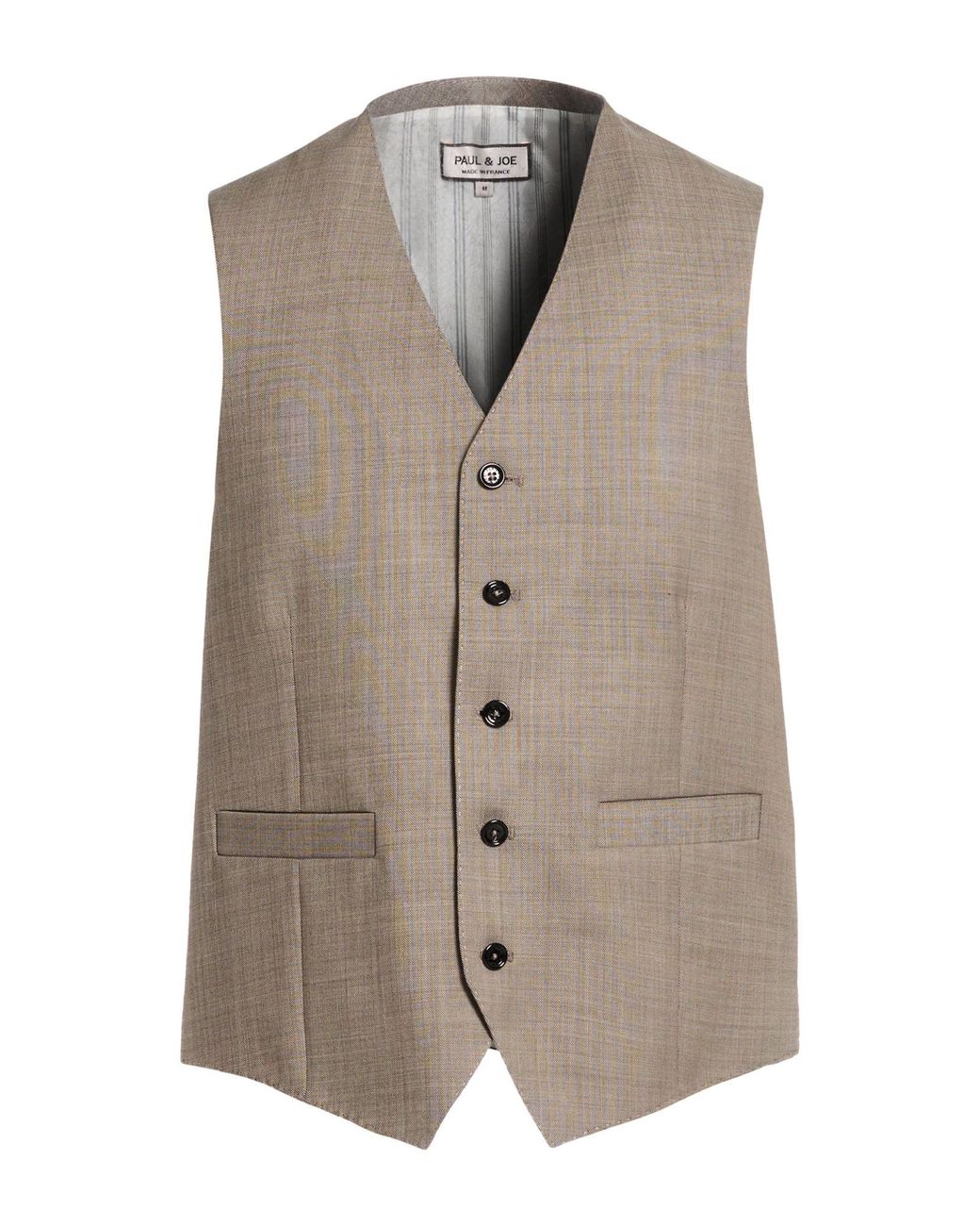 Paul & Joe Gray Taupe Tailored Vest Virgin Wool, Elastane for men