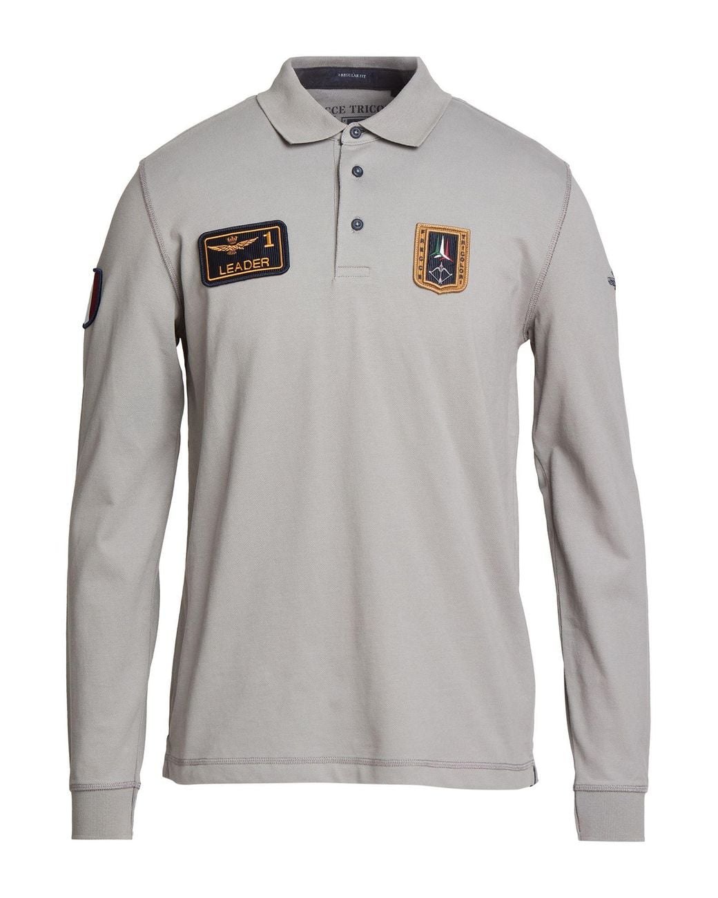 Aeronautica Militare Gray Frecce Tricolori Light Polo Shirt Cotton, Elastane for men