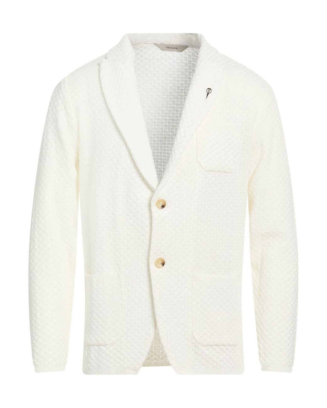 Paoloni White Blazer Cotton, Acrylic for men