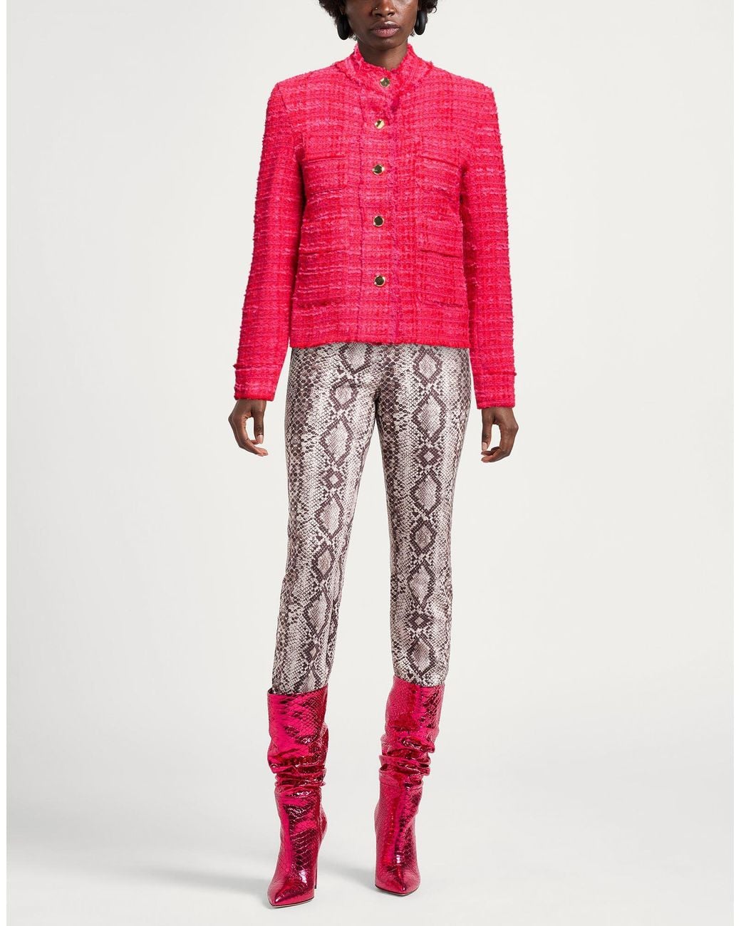 Pinko Pink Fuchsia Jacket Cotton, Polyester, Acrylic, Wool, Viscose