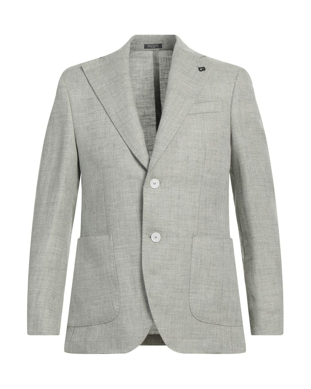 BRERAS Milano Gray Blazer Linen, Wool for men