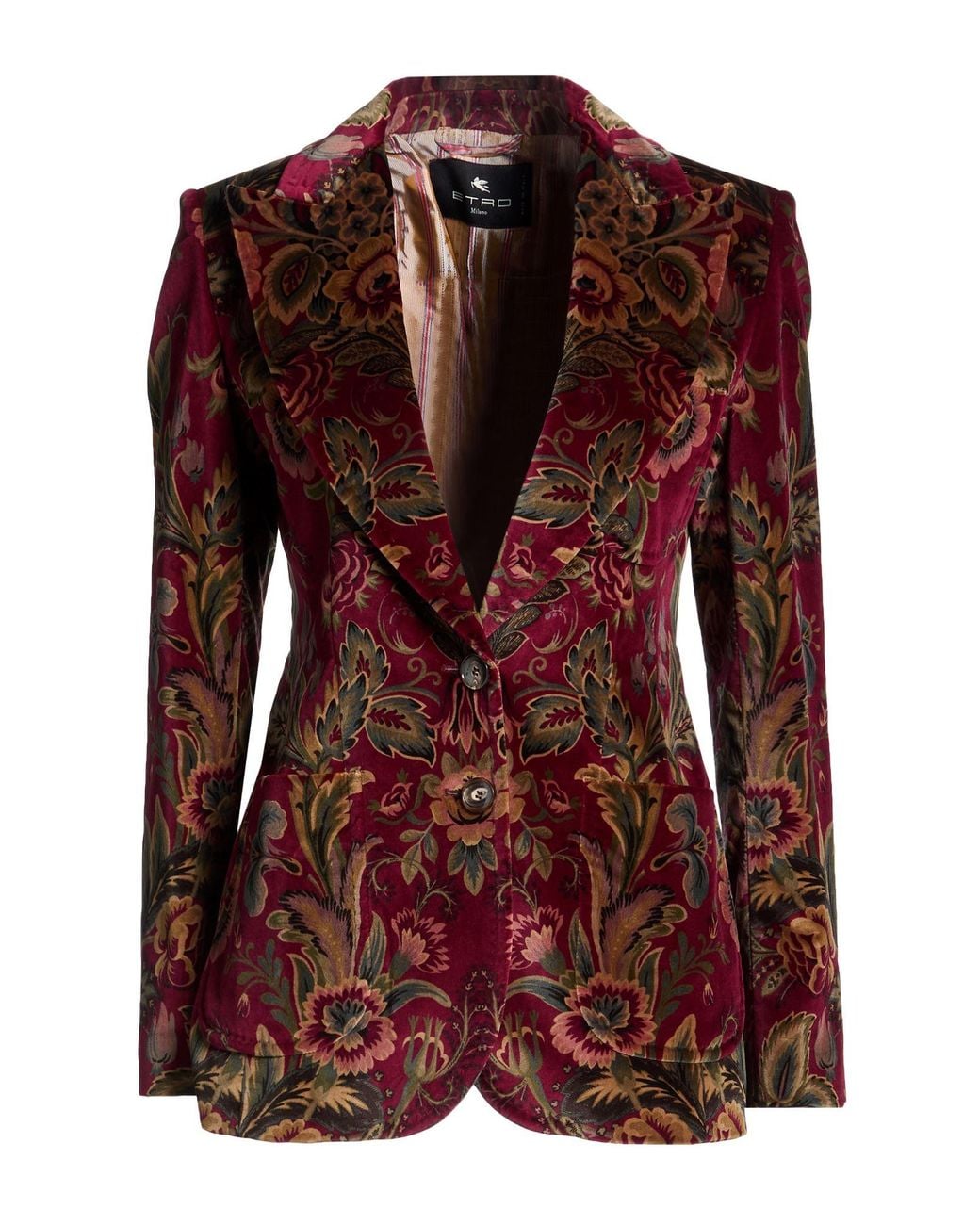 Etro Red Burgundy Blazer Cotton, Elastane