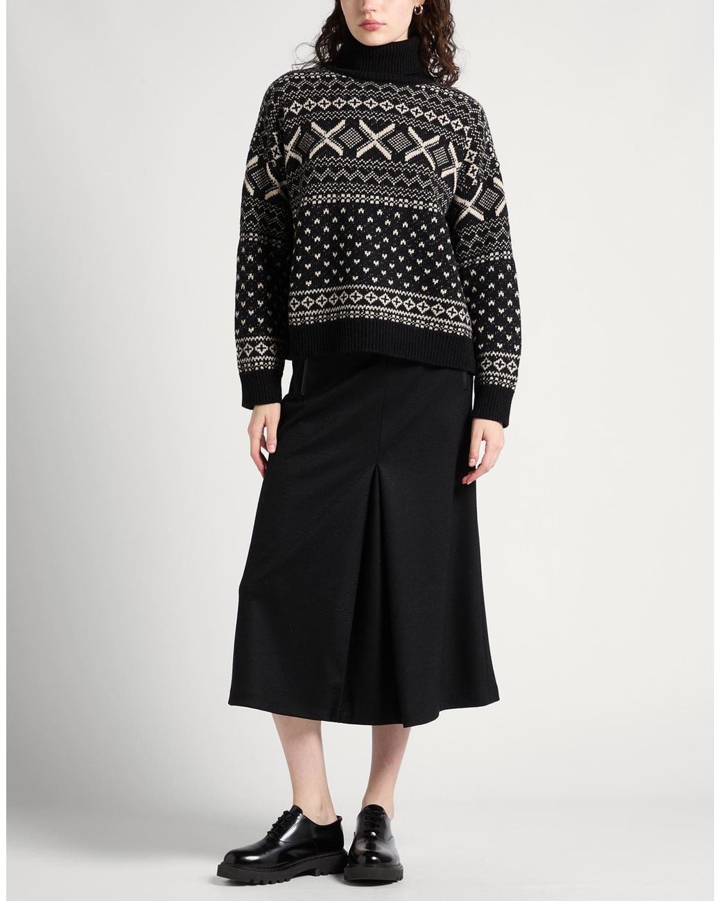Semicouture Black Turtleneck Wool, Polyamide