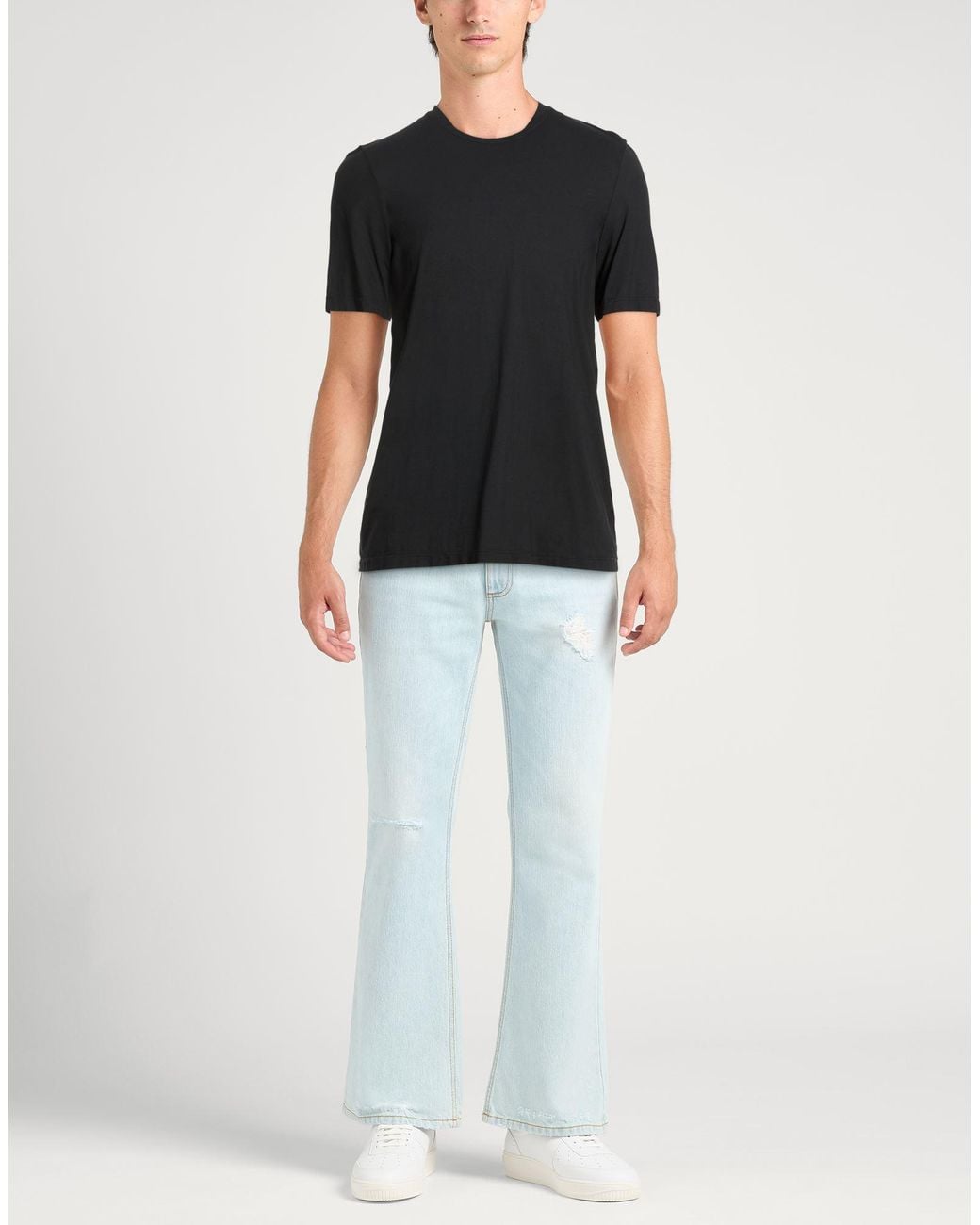 Alpha Studio Black T-Shirt Cotton, Elastane for men