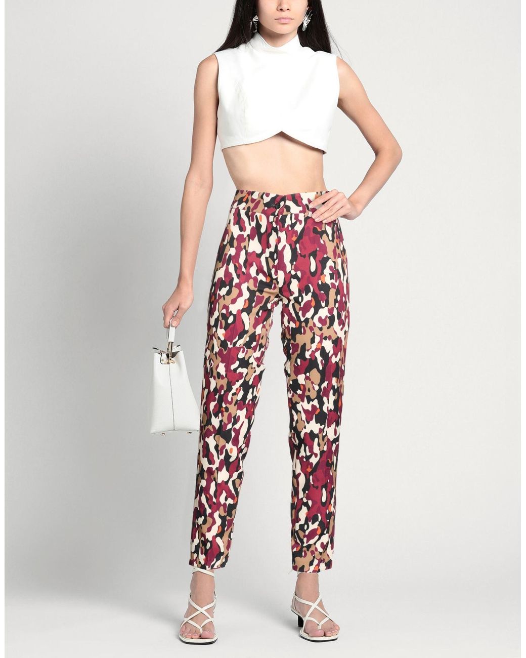 Cristinaeffe Red Pants Polyester, Elastane