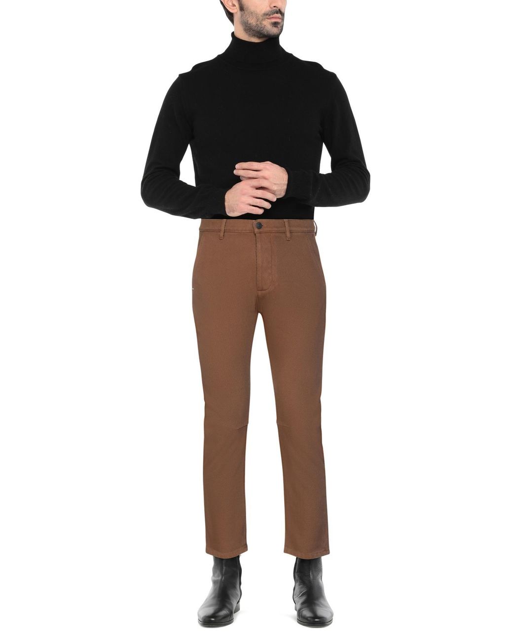 Daniele Alessandrini Brown Pants Cotton, Elastane for men