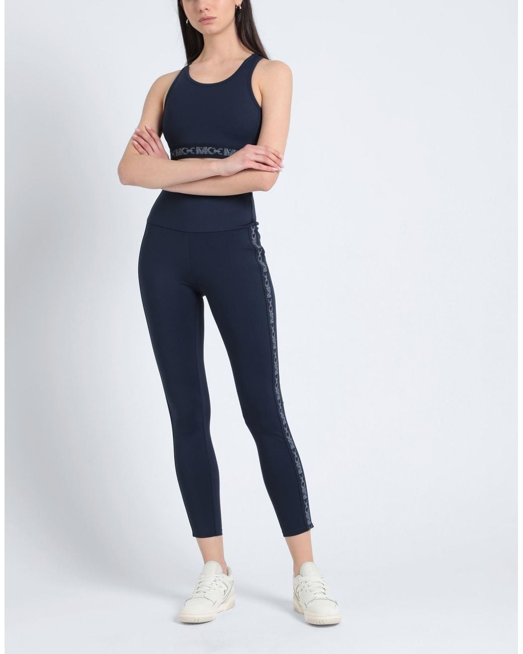 MICHAEL Michael Kors Blue Logo-Strap Sports Bra