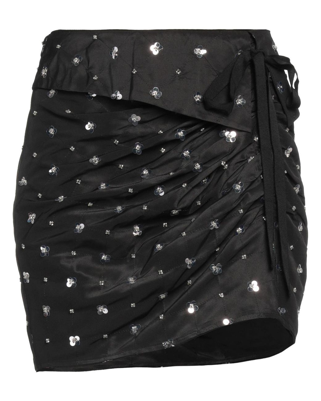 Self-Portrait Black Geometric-print Asymmetric Midi Skirt