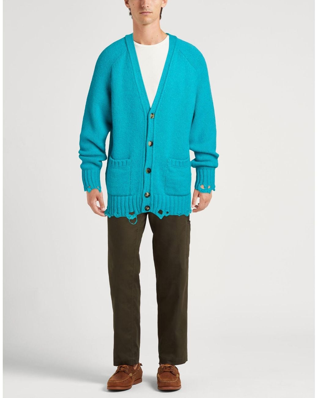 Maison Flâneur Blue Cardigan Alpaca Wool, Polyamide, Wool for men