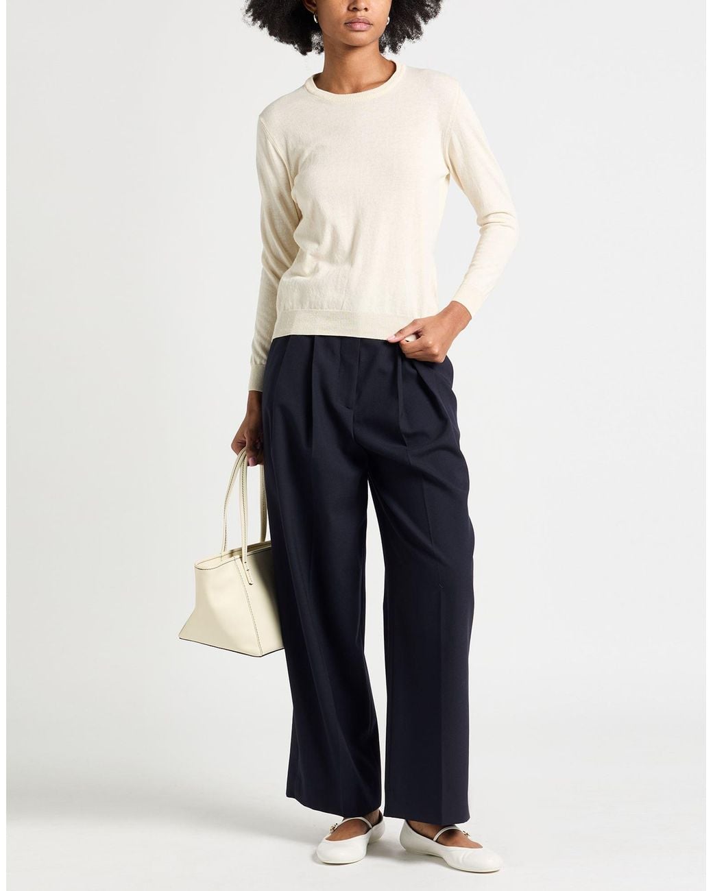 Ballantyne White Sweater Cotton