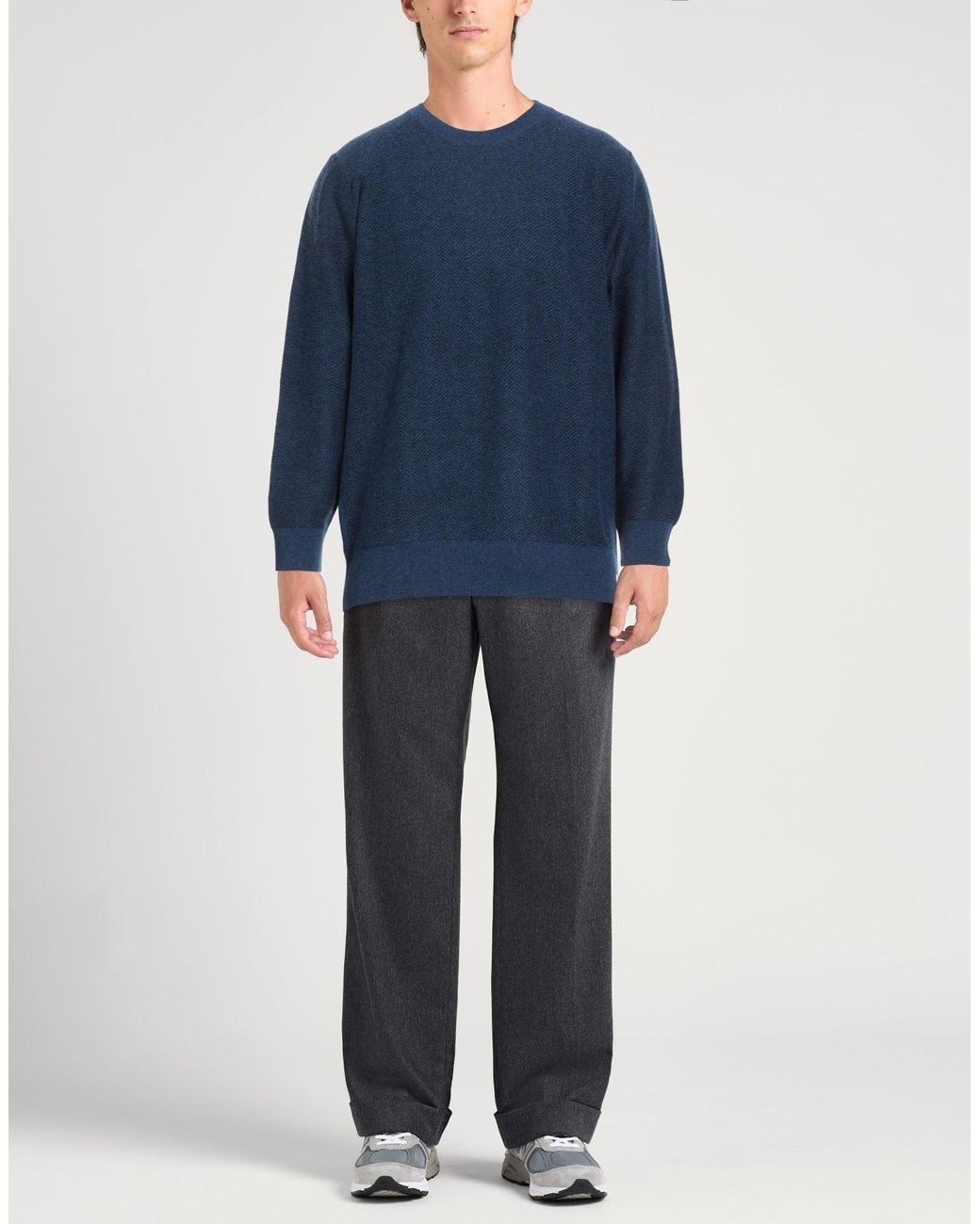 Brooksfield Blue Sweater Virgin Wool for men