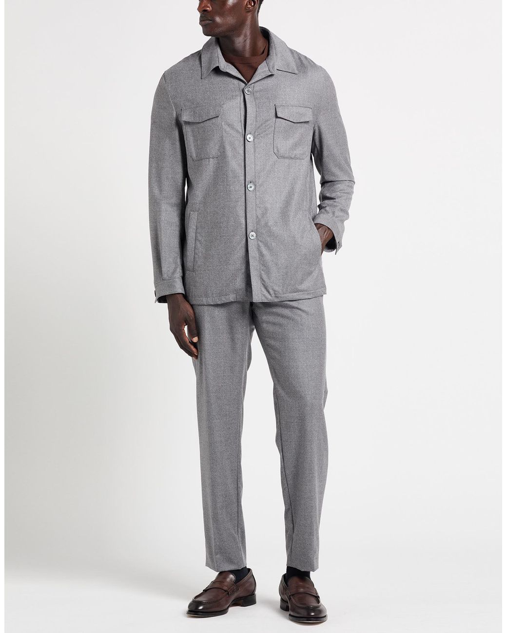 Tombolini Gray Taupe Suit Virgin Wool for men