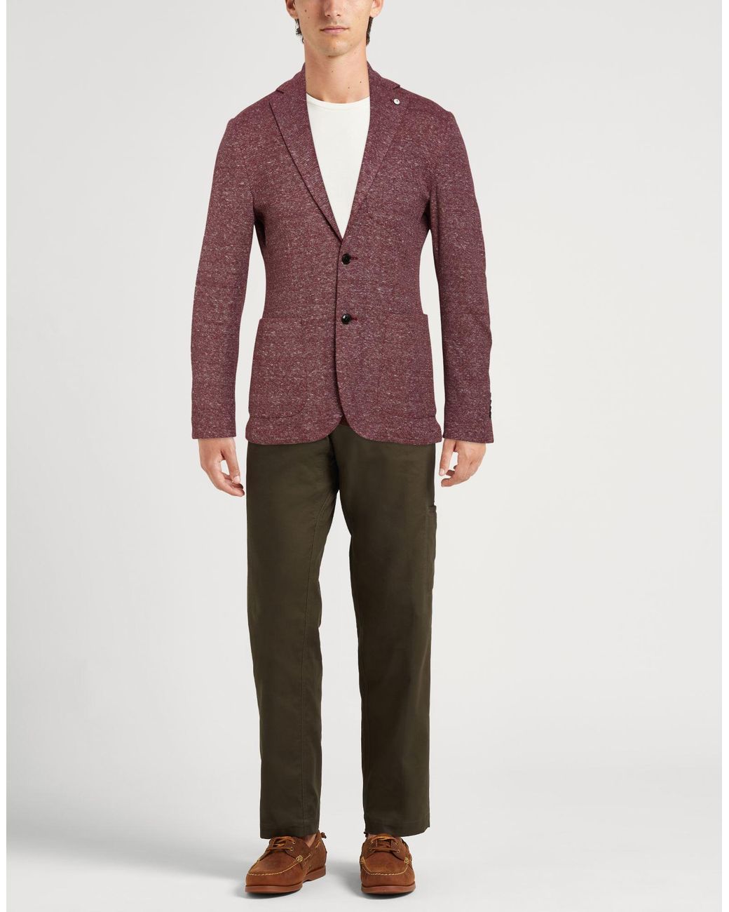L.b.m. 1911 Purple Burgundy Blazer Cotton, Linen, Polyamide for men