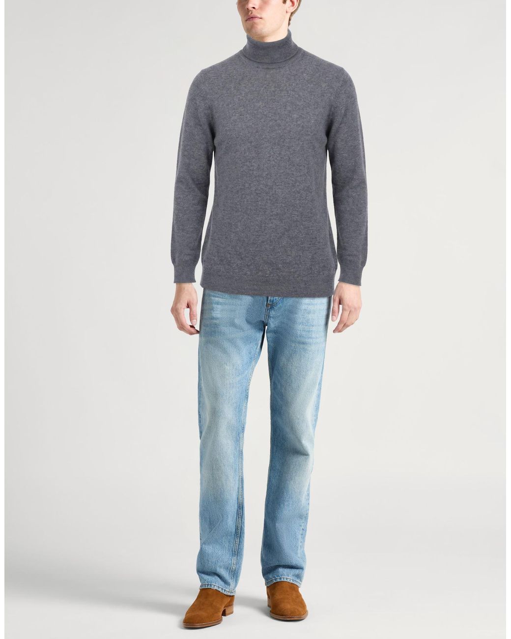 Fedeli Blue Turtleneck Cashmere for men