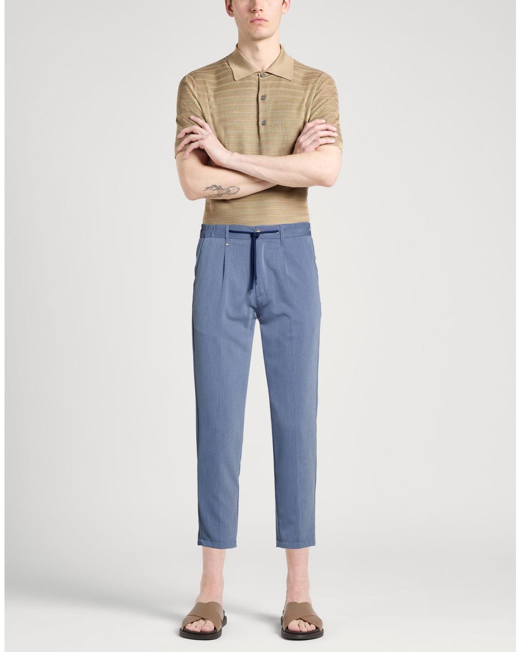 Berna Blue Pants Polyester, Viscose, Elastane for men