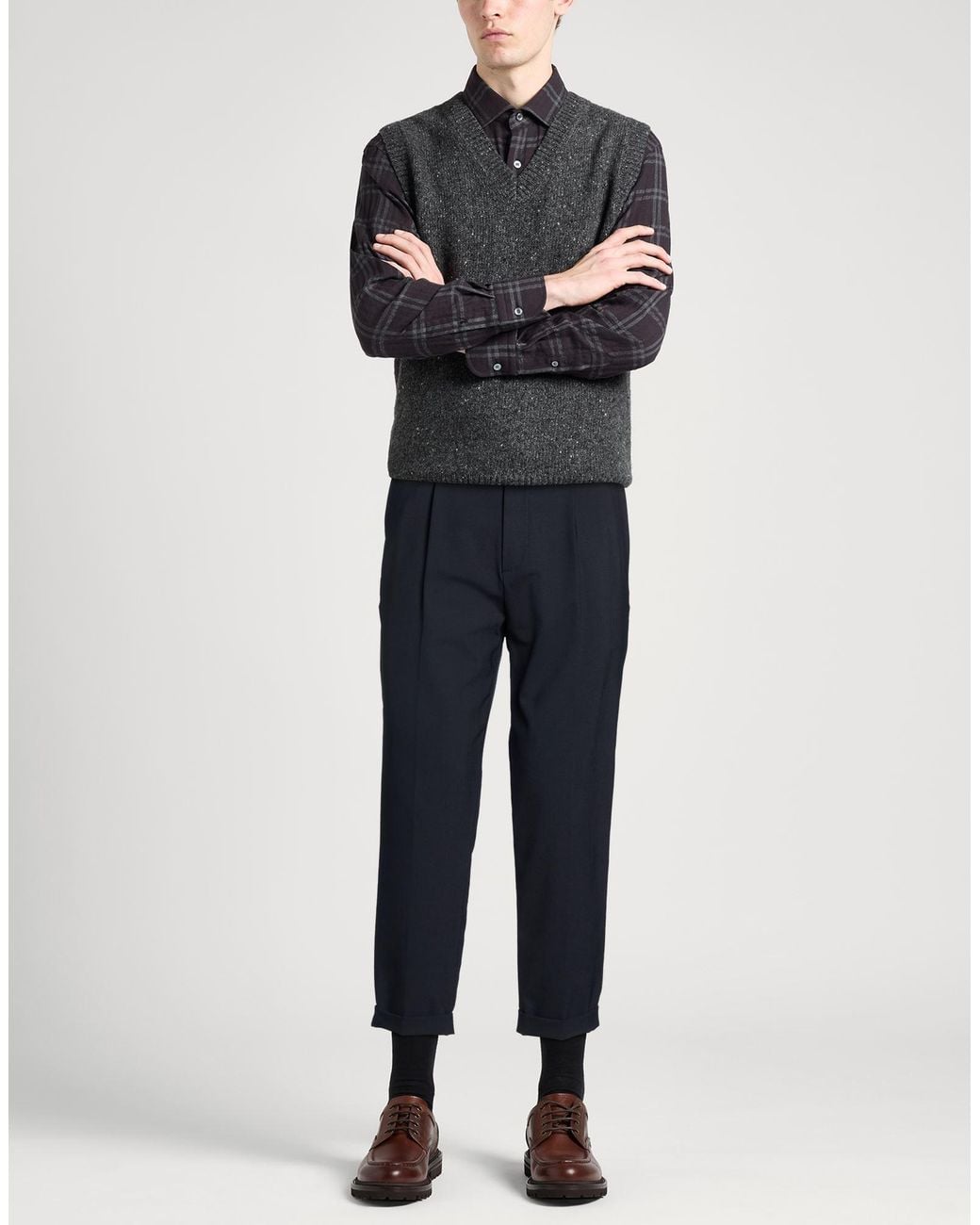 Paolo Pecora Blue Pants Polyester, Wool, Elastane for men