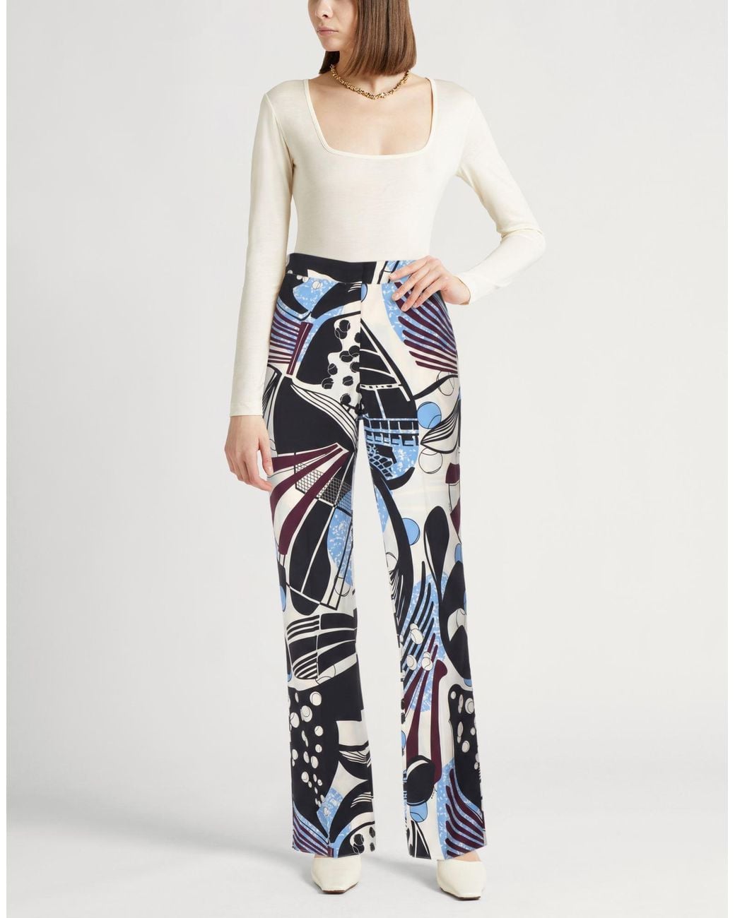 Marella Blue Pants Polyester