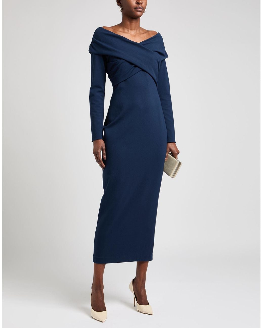Emporio Armani Blue Maxi Dress Viscose, Polyamide, Elastane