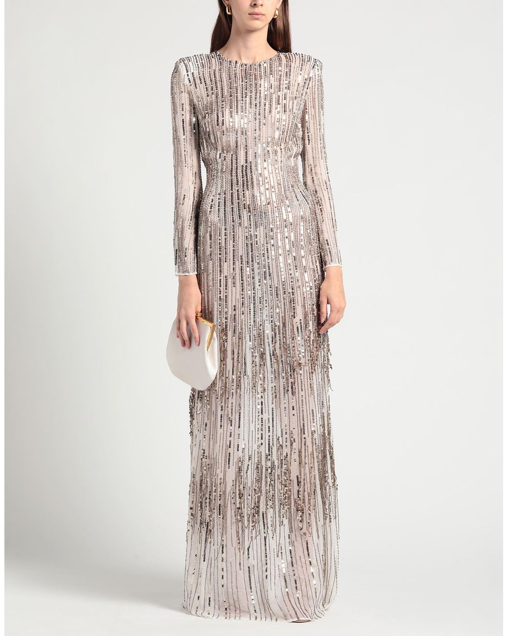 Elisabetta Franchi Gray Maxi Dress Viscose, Glass