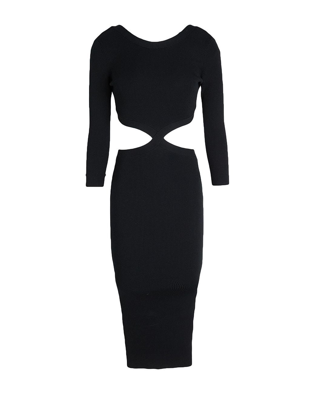 Elisabetta Franchi Black Midi Dress Viscose, Polyester