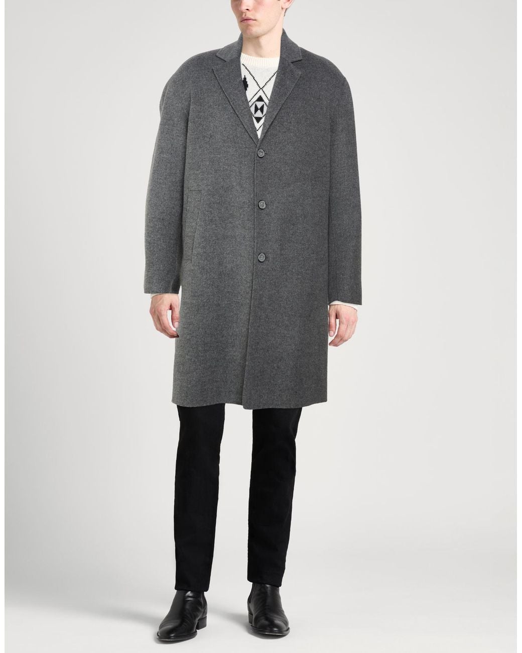 Hevò Gray Coat Wool for men