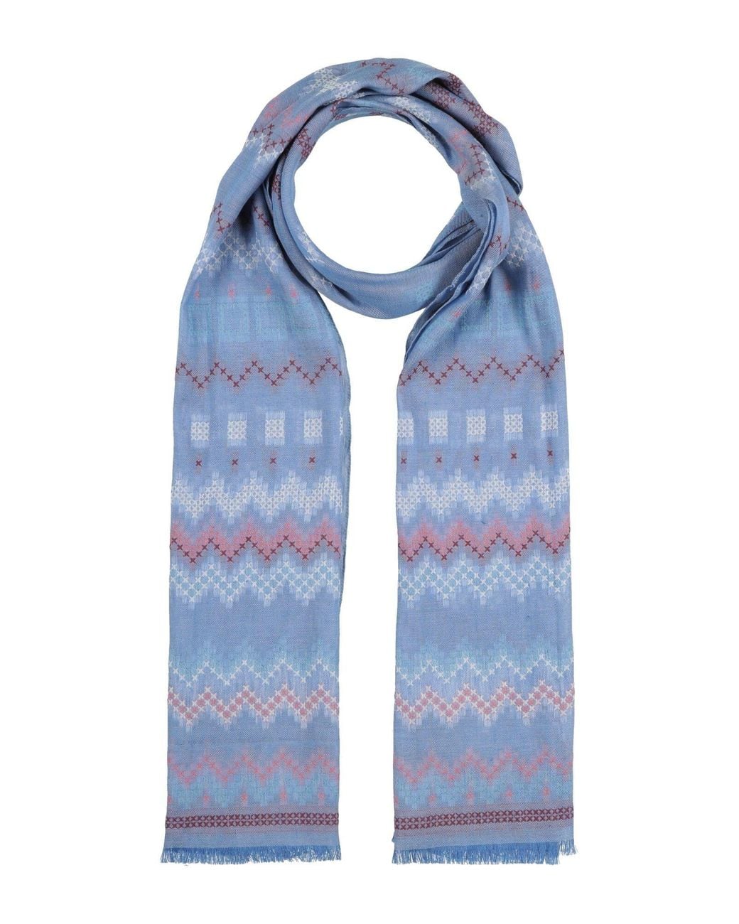 Missoni Blue Light Scarf Linen, Cotton for men