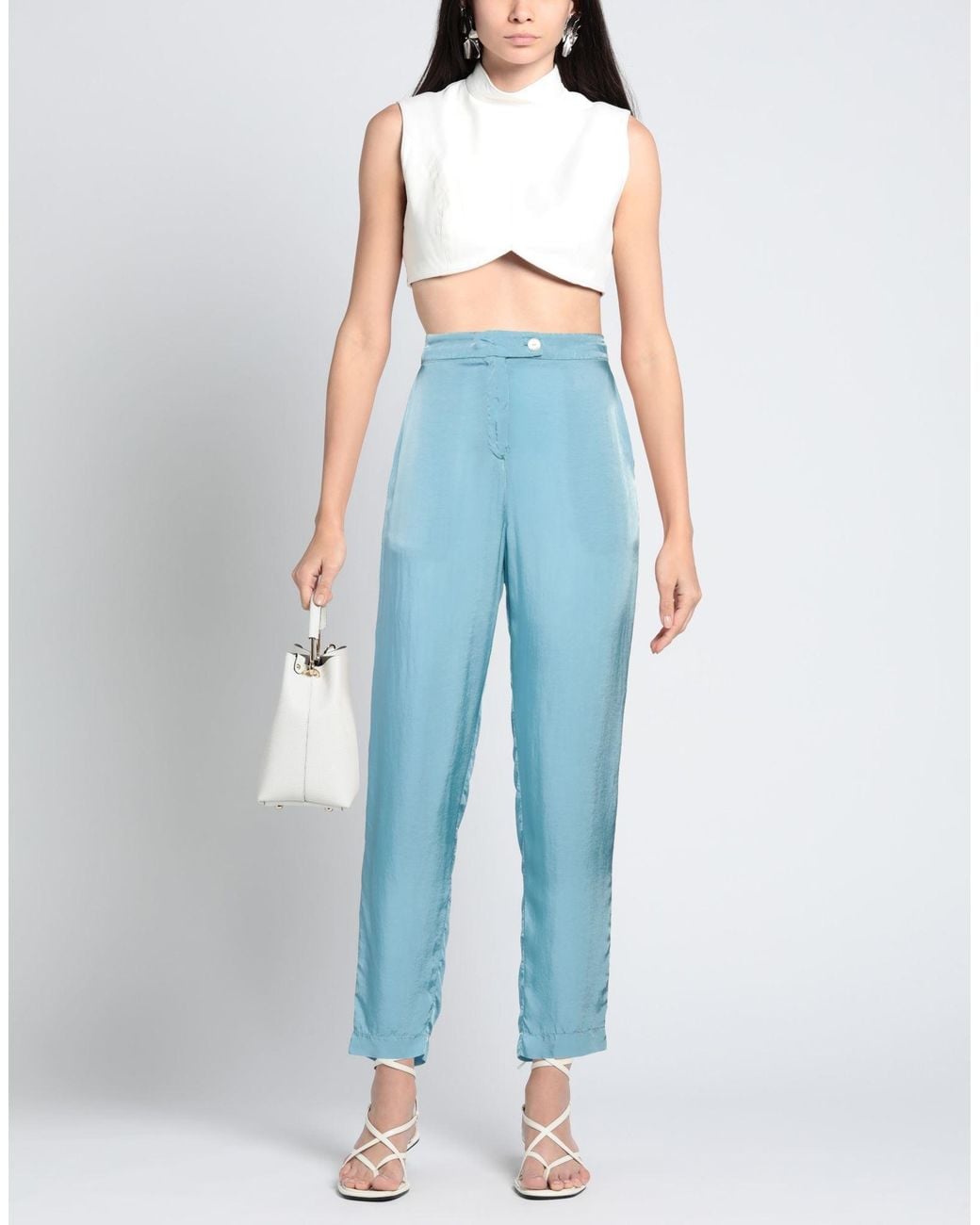 ALESSIA SANTI Blue Pants Viscose, Cupro