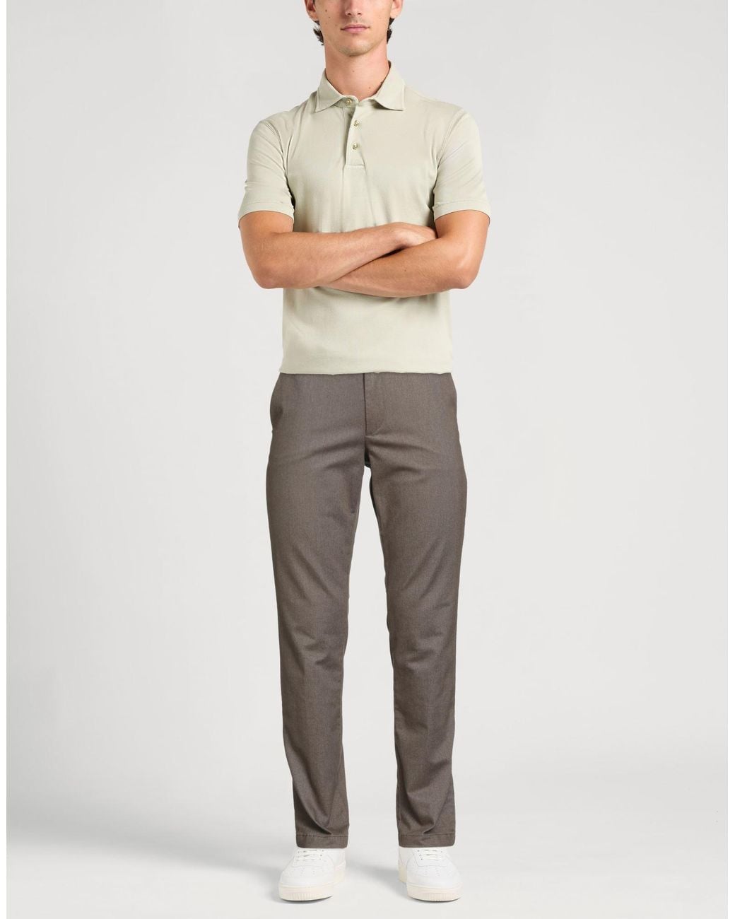 Boss Gray Khaki Pants Cotton, Polyester, Elastane for men