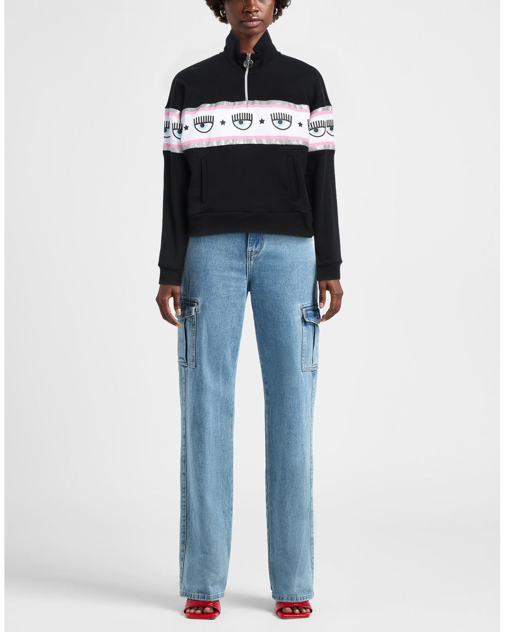 Chiara Ferragni Black Sweatshirt Cotton, Elastane
