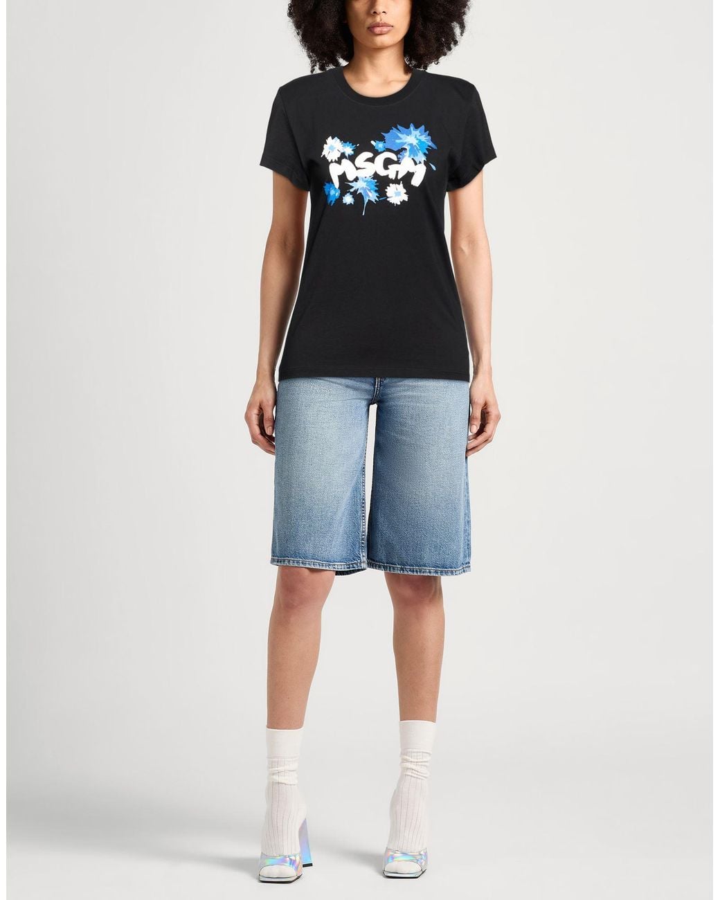 MSGM Black T-Shirt Cotton