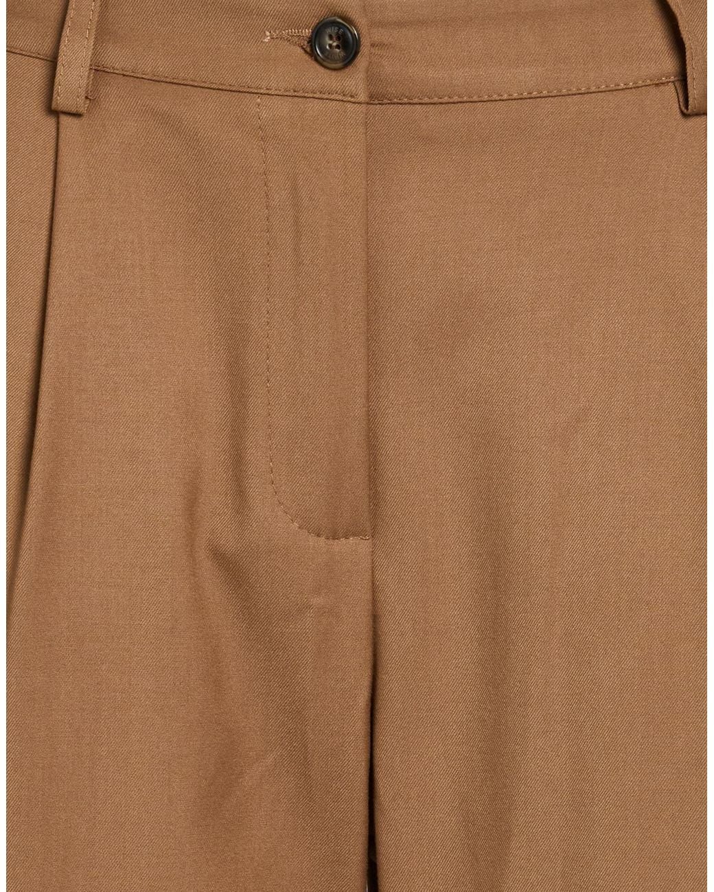 White Wise Brown Camel Pants Polyester, Viscose, Elastane