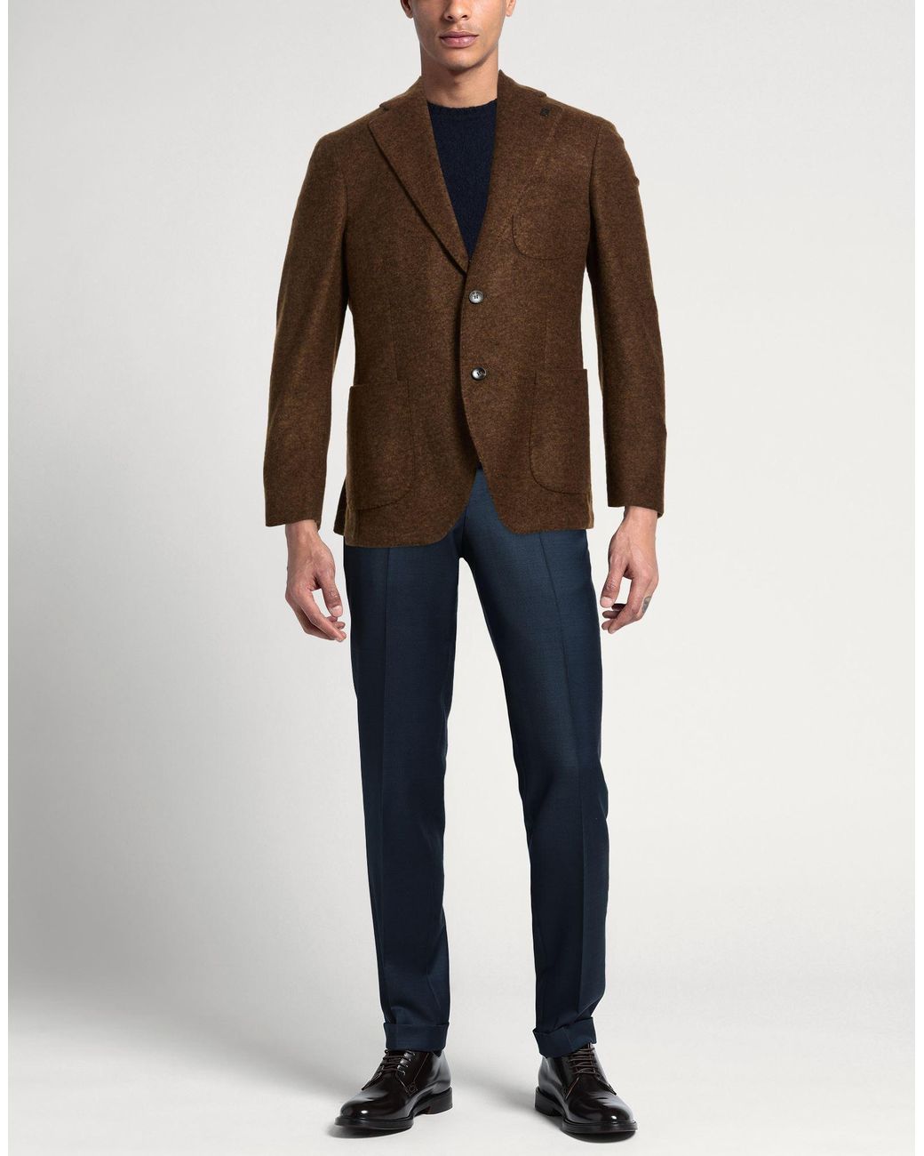 BRERAS Milano Brown Blazer Acrylic, Virgin Wool, Polyester for men