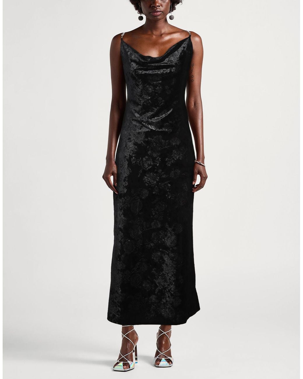 Guess Black Maxi Dress Polyester, Elastane