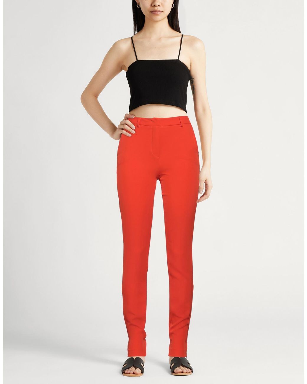 Annarita N. Red Pants Polyester, Elastane