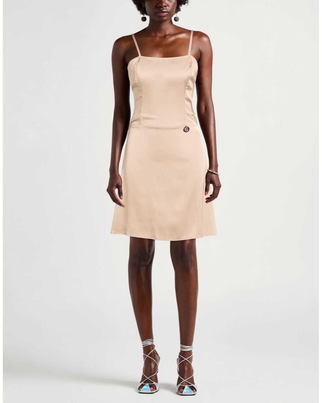 Gaelle Paris Natural Mini Dress Polyester, Elastane
