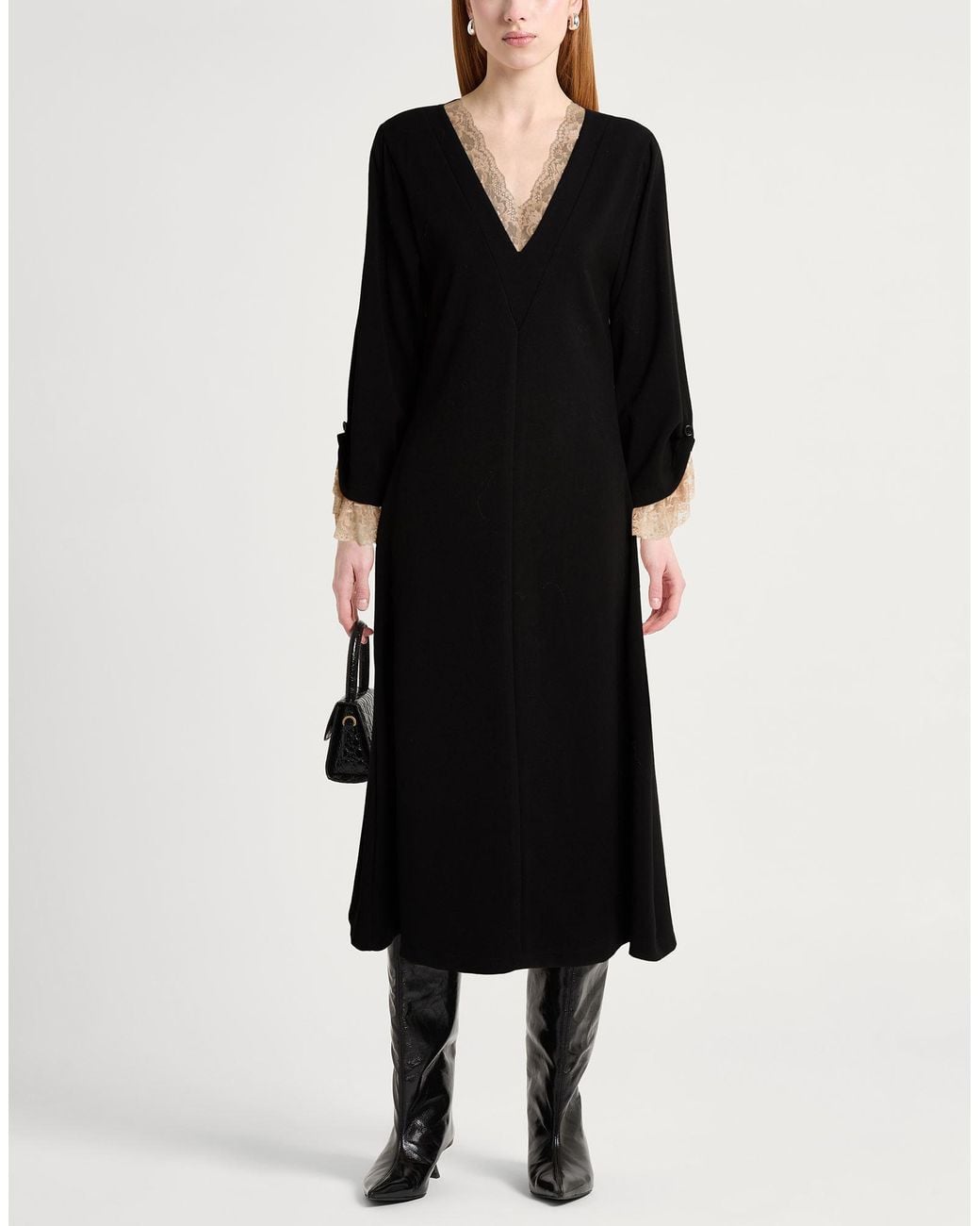 Dixie Black Midi Dress Polyester, Viscose, Elastane