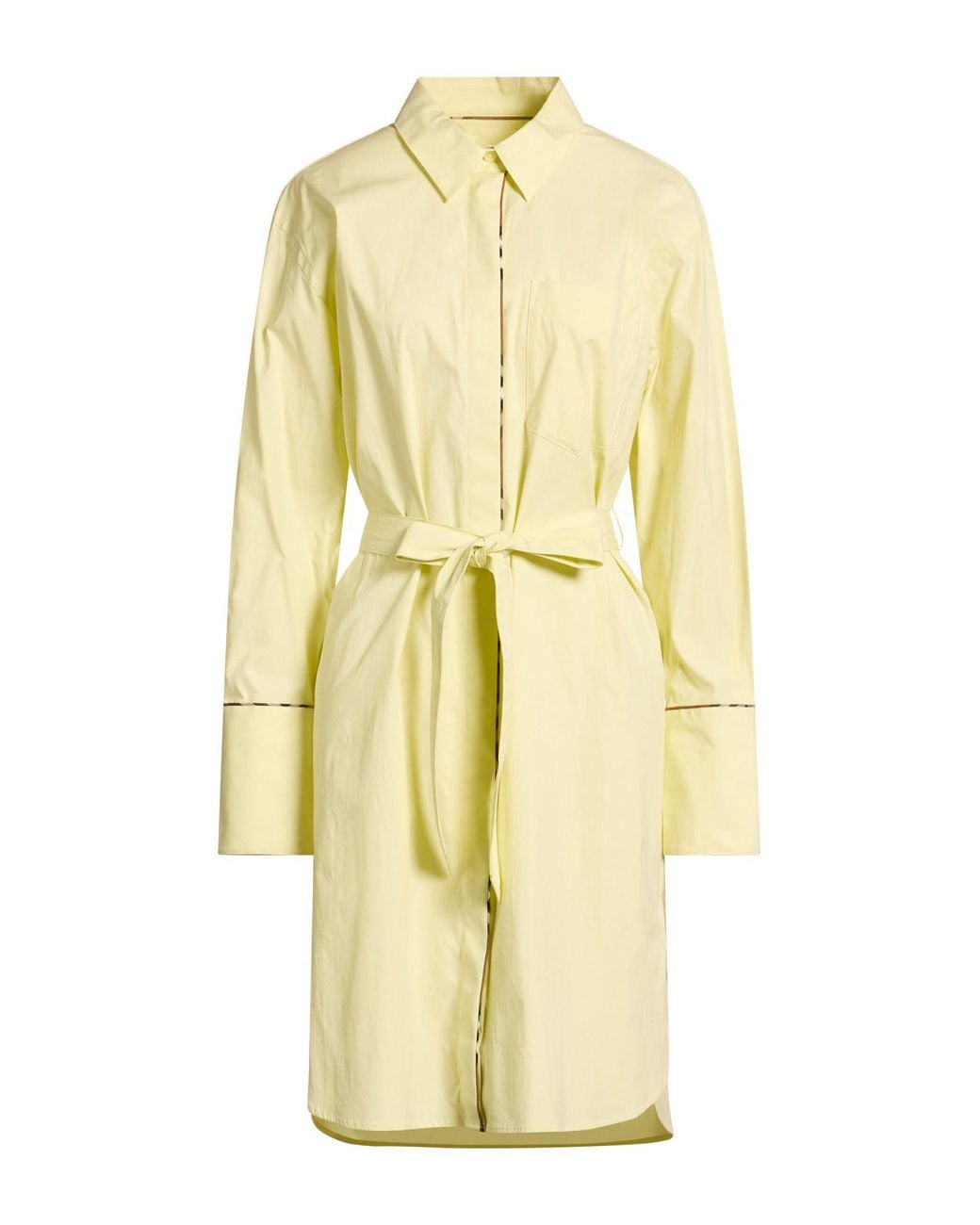 Burberry Yellow Midi Dress Cotton, Elastane