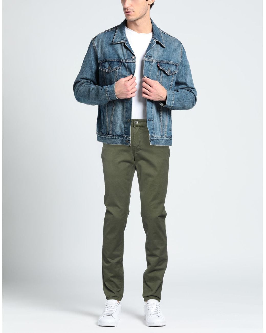 RE_HASH Green Military Pants Cotton, Elastane for men