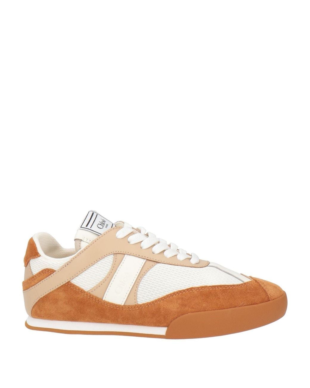 Chloé White Tan Sneakers Leather, Textile Fibers