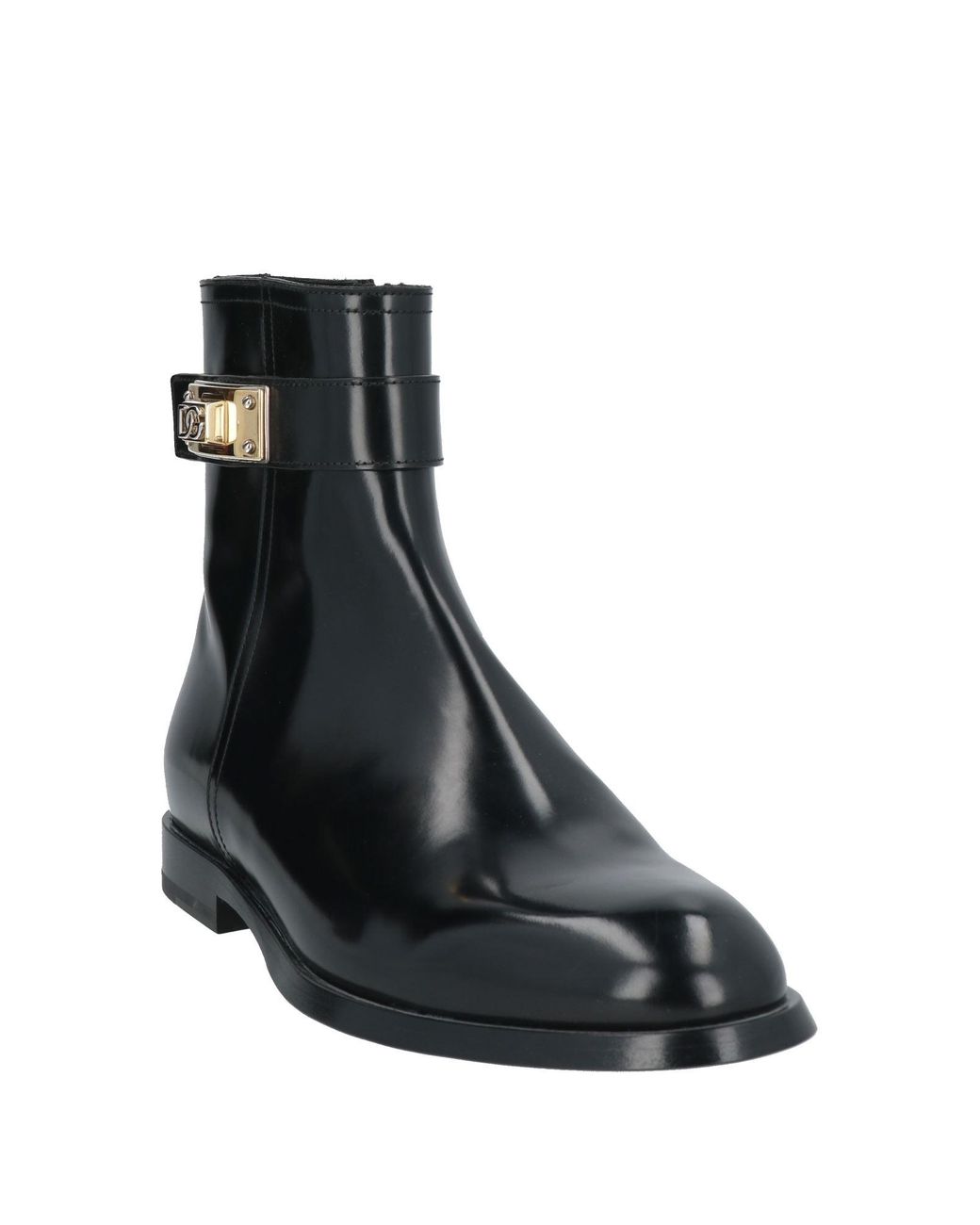 Dolce & Gabbana Black Glossed-Leather Lace-Up Calf Boots for men